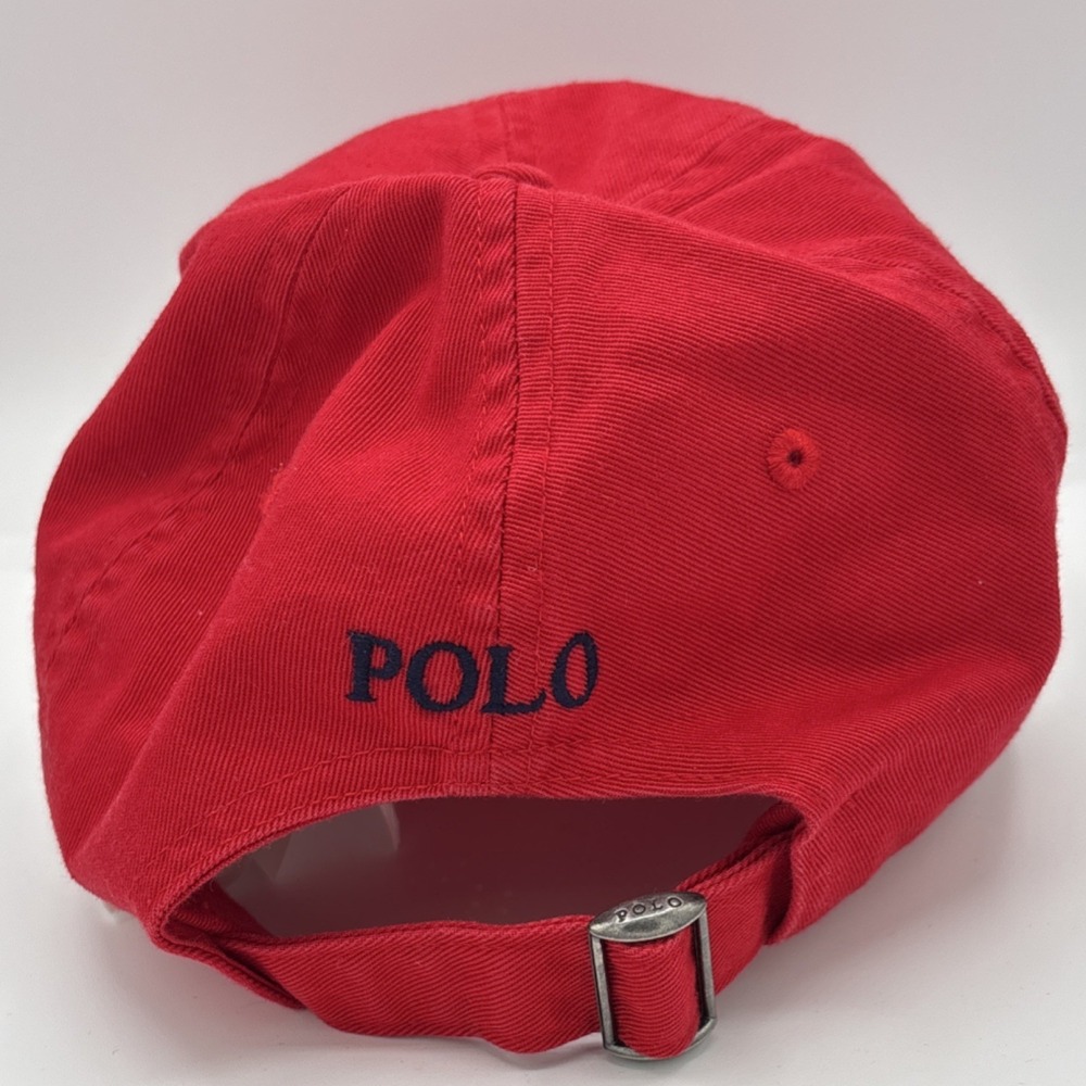 Polo Ralph Lauren Red Adjustable One Size Pony Logo Baseball Cap Hat Spell Out - Picture 3 of 11